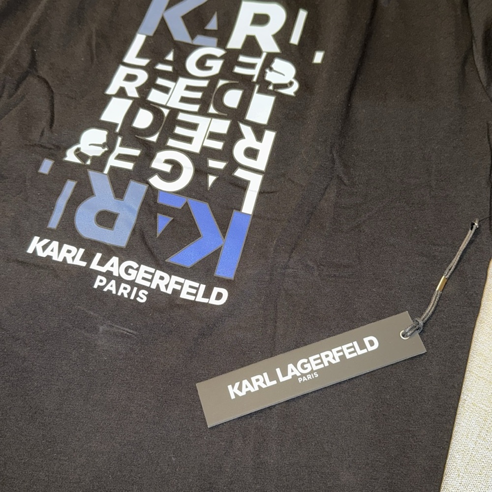Karl Lagerfeld Paris Men’s / Black Graphic Logo T-SHIRT / NWT - Picture 8 of 11